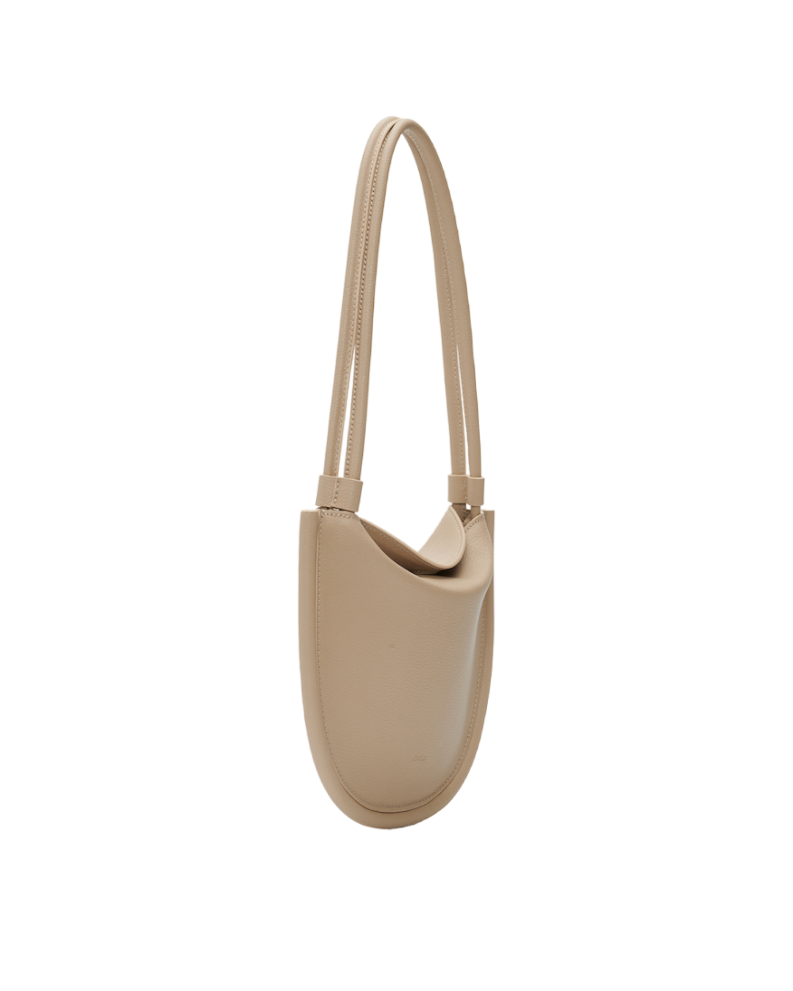 Lemels Oatmeal Leather Flat Hobo Bag