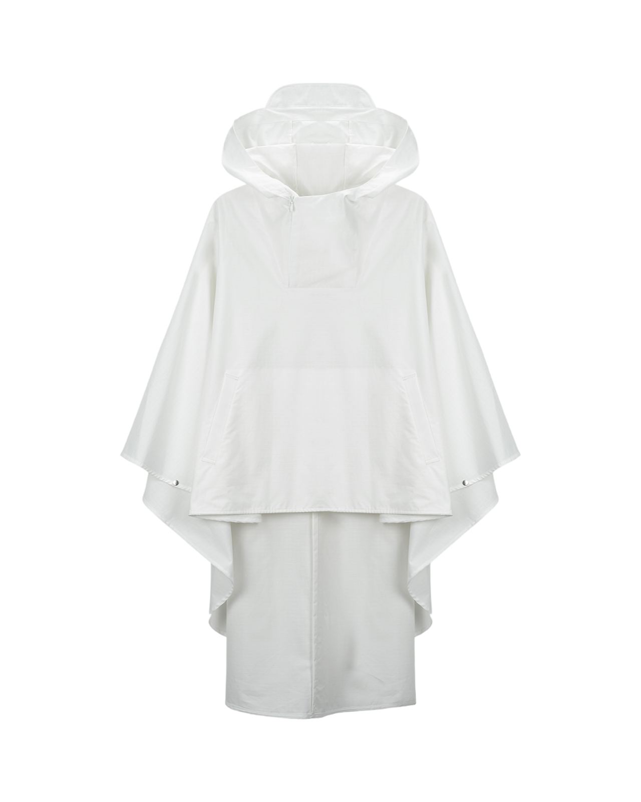 Grid Hoodie Cape In Opaque White