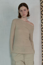 Two Way Long Sleeve Top In Dusty Cream