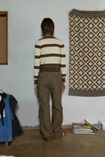 Stripe Knit Cardigan In Brown / Lemon