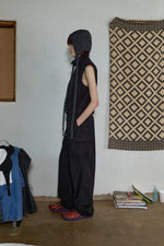 Two Way Cotton Vest In Black