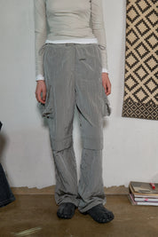 Shirring Parachute Pants In Gray