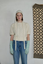 Puff Sleeve Cable Knit In Ivory
