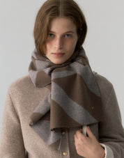 Cashmere Wool Blended Jacquard Muffler In Browno