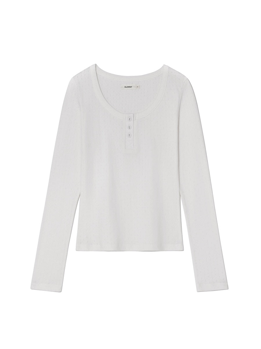 Province Eyelet Long Sleeve In White