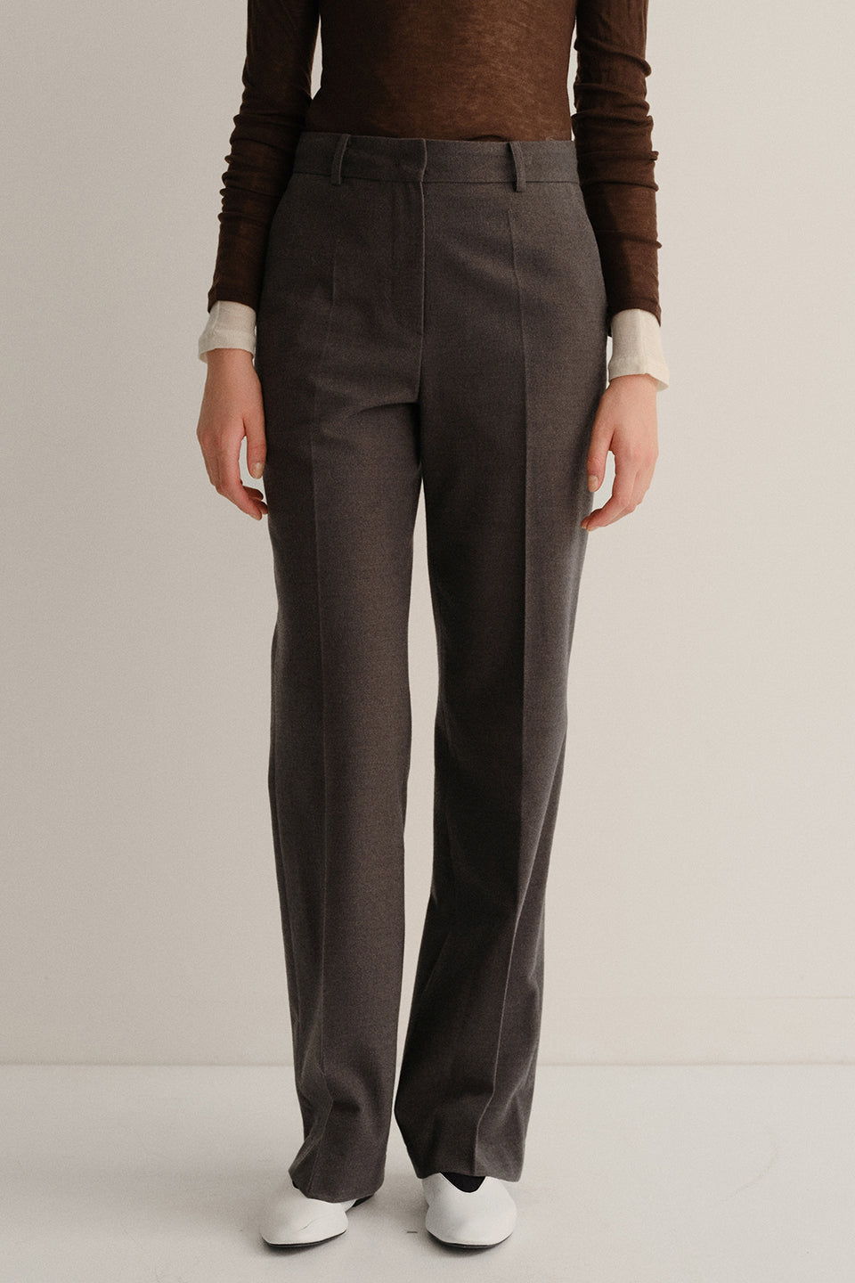 Wool Boot Cut Pants In Charcoal