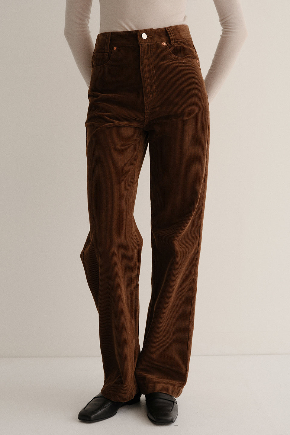 Straight-fit Corduroy Pants In Brown