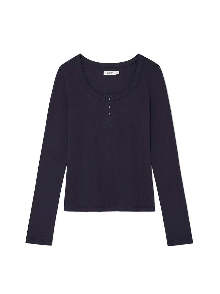 Province Eyelet Long Sleeve In Navy