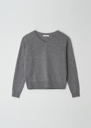 Lambswool V-neck Knit In Gray