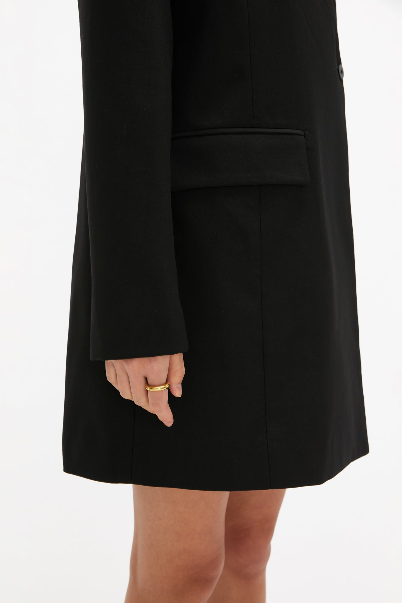 Classic Side Button Dress Coat In Black