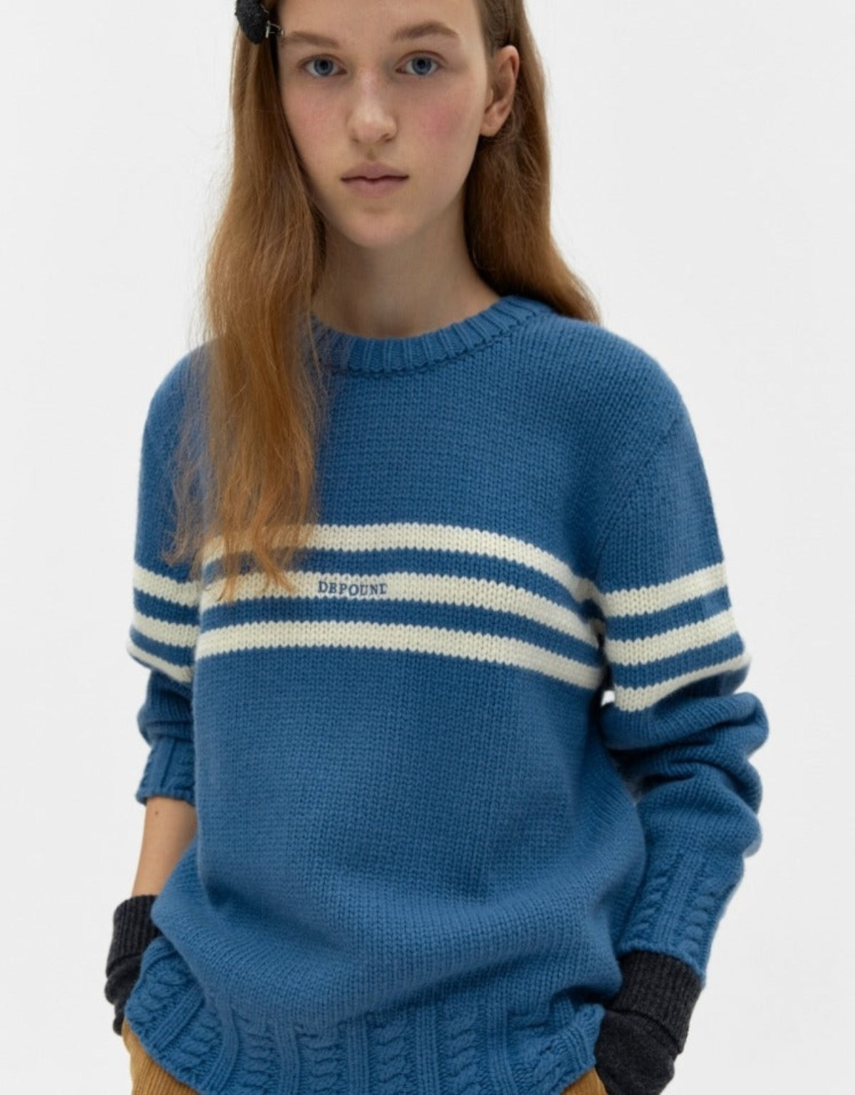 Dpwd Cable Rib Pullover In Blue