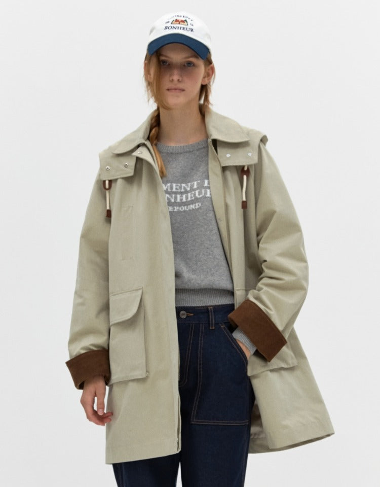 Half Hood Trench In Beige