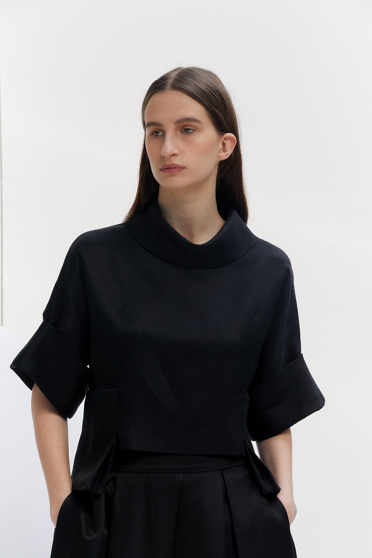 Mock Cube Blouse In Black