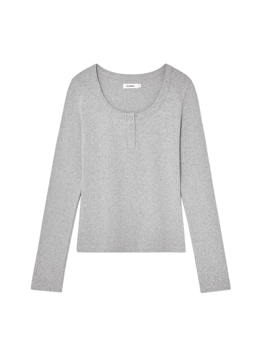 Province Eyelet Long Sleeve In Gray