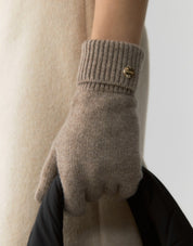 燕麥色羊毛針織手套