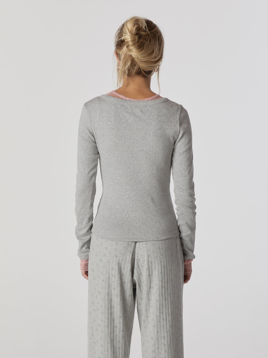 Province Eyelet Long Sleeve In Gray