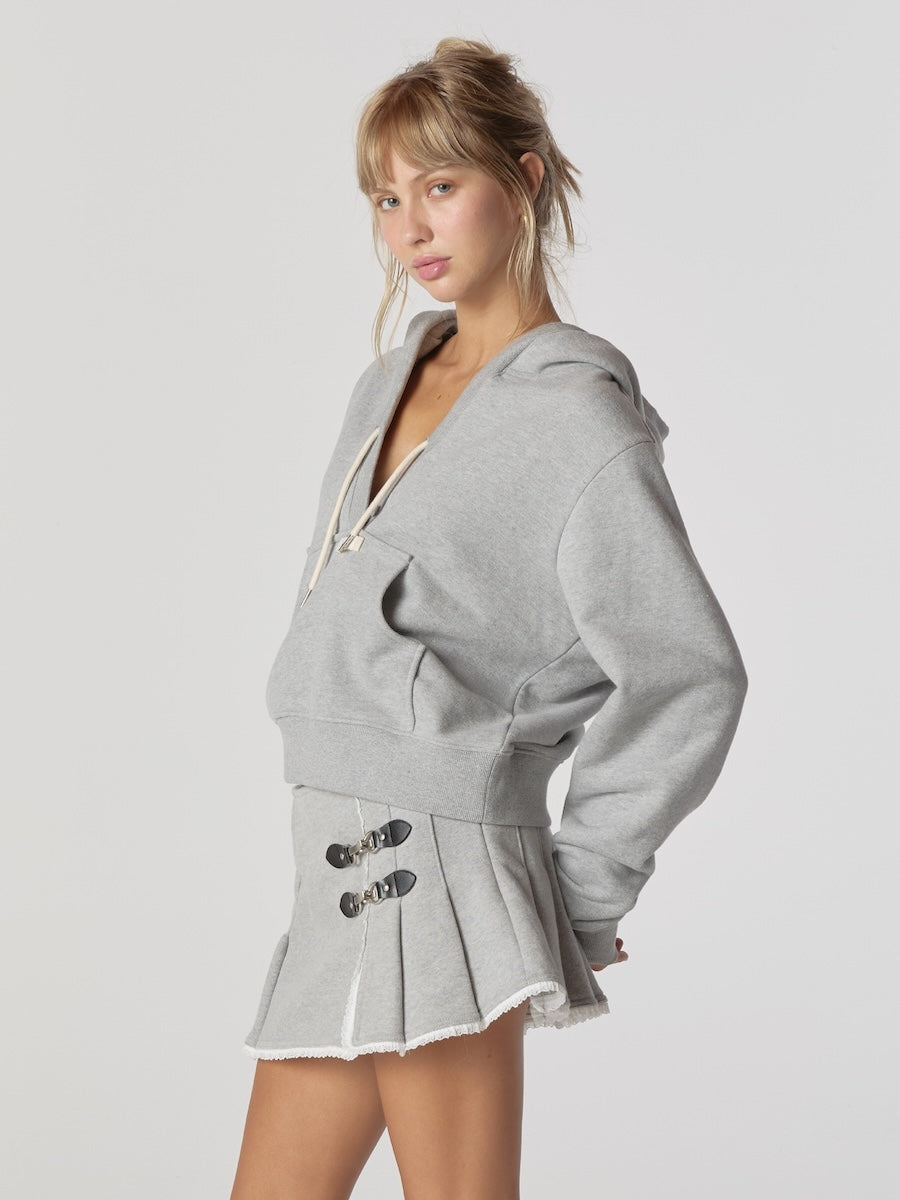 Ciao V Cut Hoodie In Gray