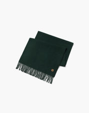 深綠色羊絨羊毛混紡皮革尖頭圍巾