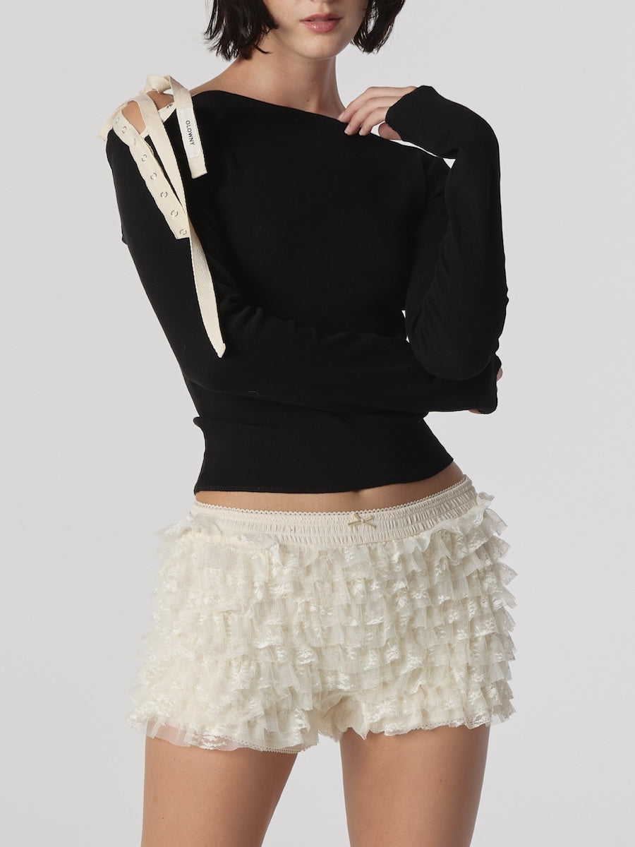 Polly Lace Bloomer Shorts In Ivory