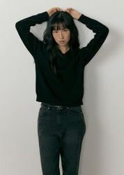 Lambswool V-neck Knit In Black