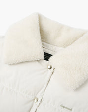 Fur Collar Shorts Padded Jumper In Ivory