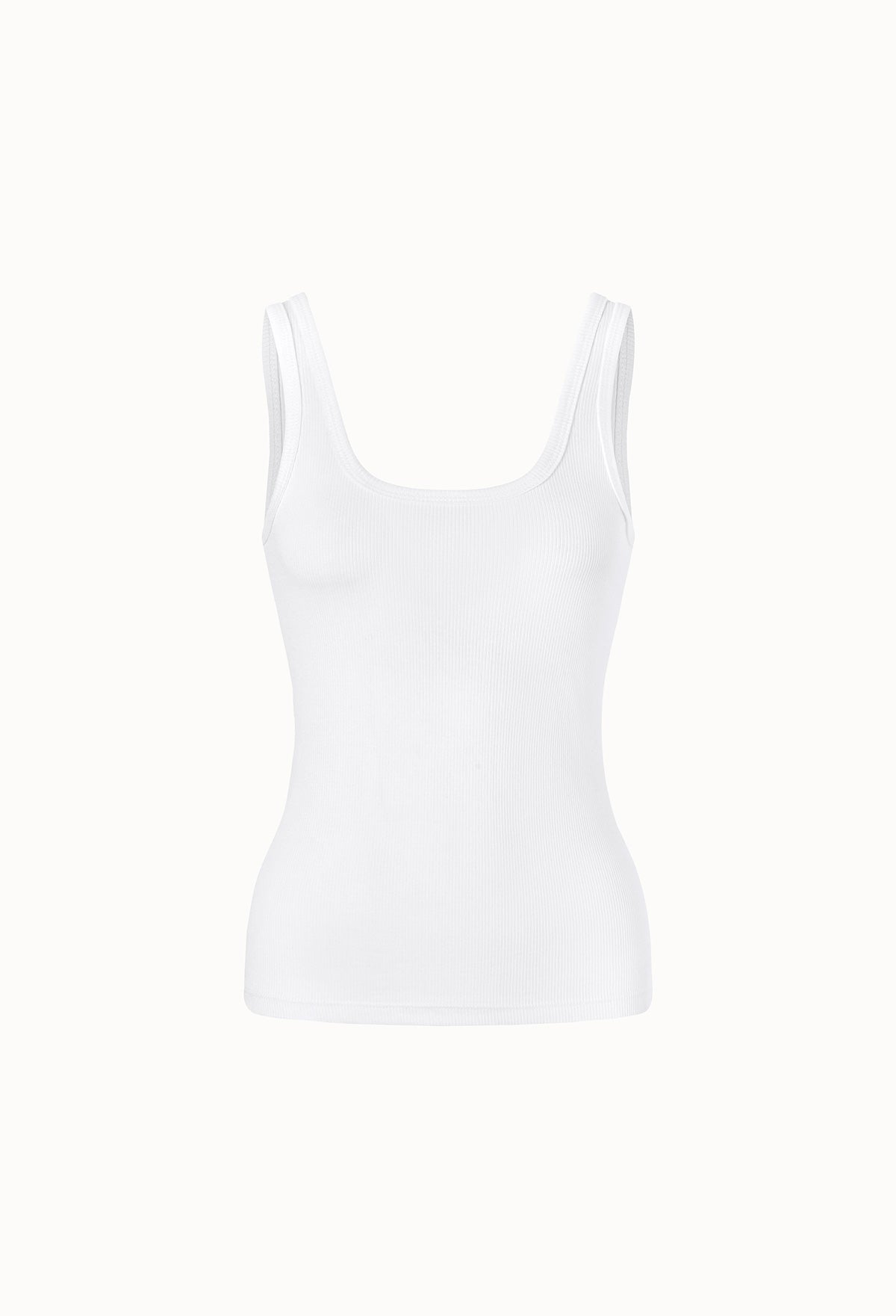 Contrast Binding Ribbed Tank Top In White