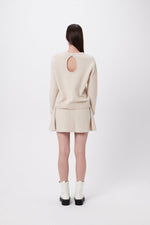 Cashmere Blended Back Hole Knit Top In Ivory