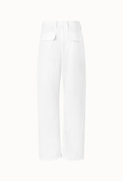 白色棉質斜紋長褲