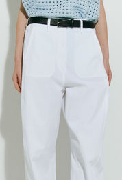 白色棉質斜紋長褲