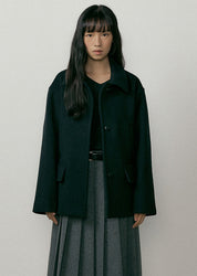 Standard Wool Short Coat In Black