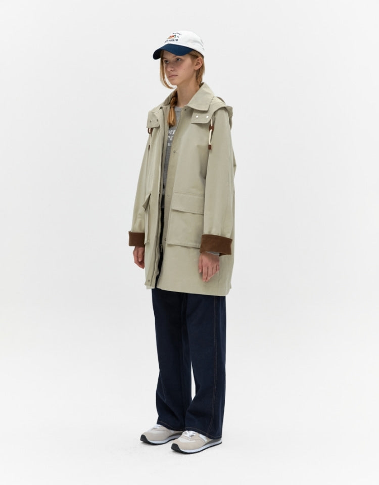 Half Hood Trench In Beige