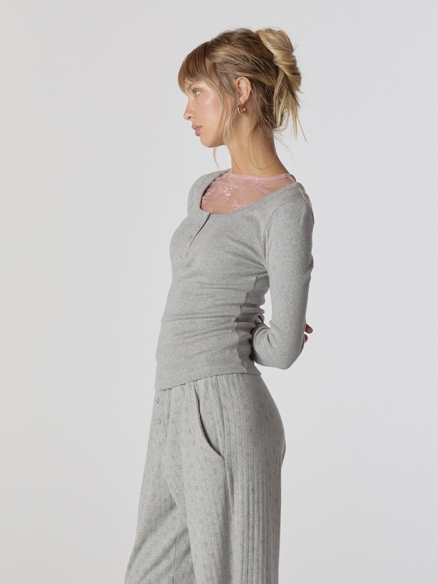 Province Eyelet Long Sleeve In Gray