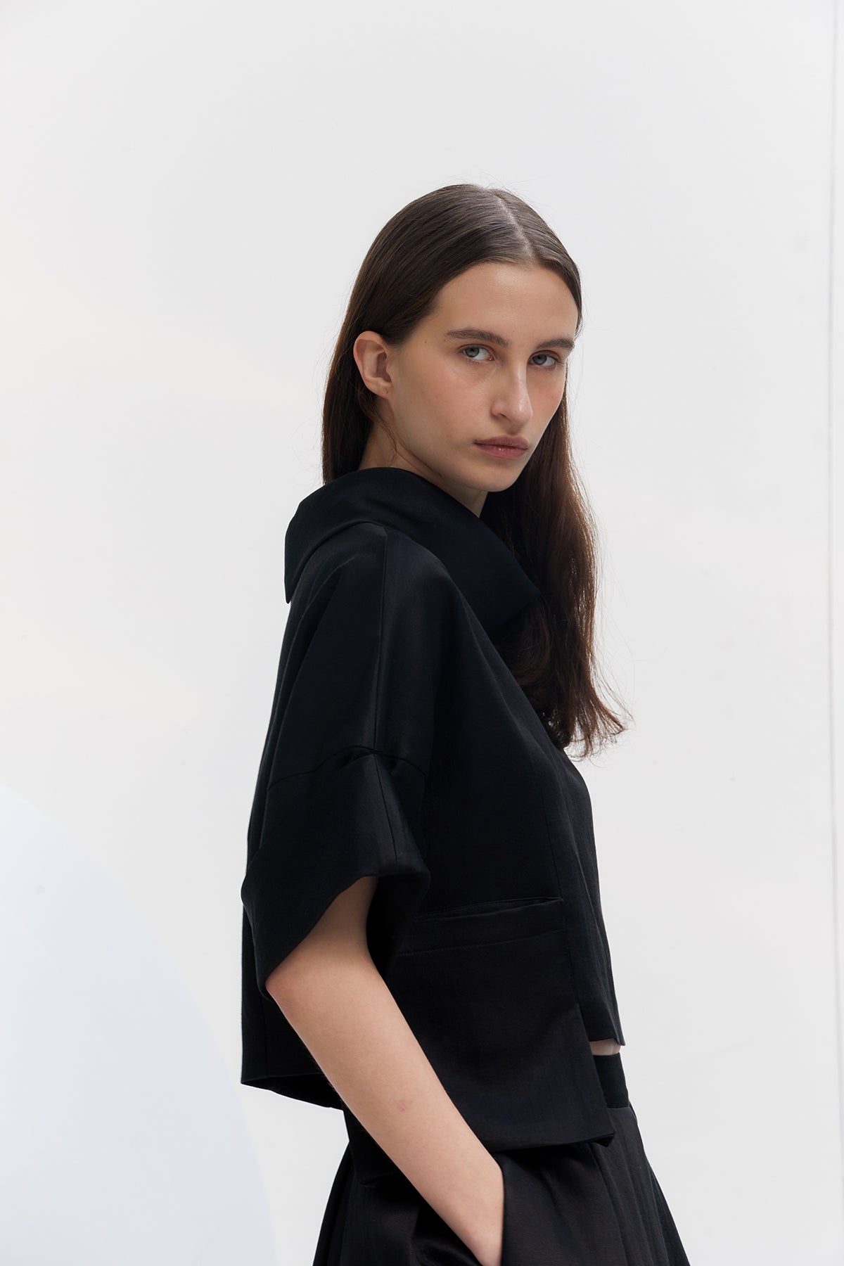 Mock Cube Blouse In Black