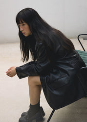 Leather Single Jacket In Black