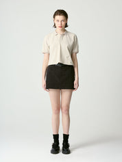 Oxford Cotton Mini Skirt In Black
