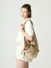 Tao Real Suede Hobo Bag In Sand