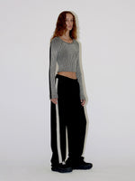 Contrast Line Ribbed Knit In Black