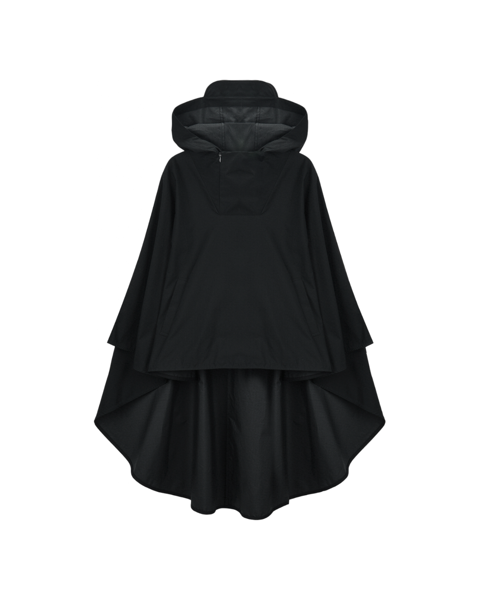 Grid Hoodie Cape In Black