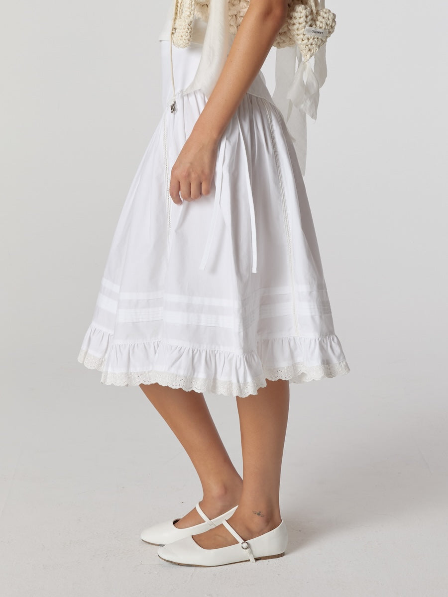 Amelia Tiered Ruffle Skirt In White