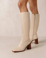 East Cream Leather Boots
