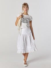 Amelia Tiered Ruffle Skirt In White