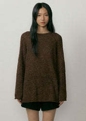 Boucle Embossing Knit Sweater In Brown