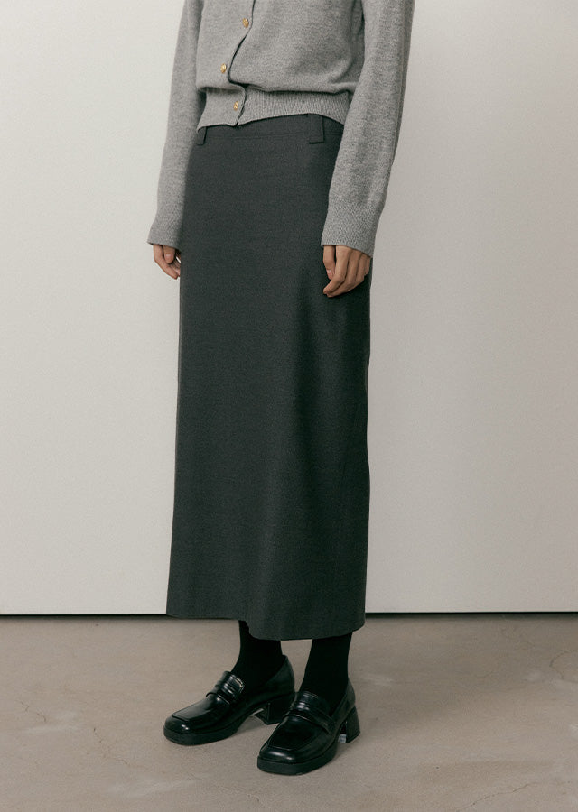 Standard H-line Long Skirt In Charcoal