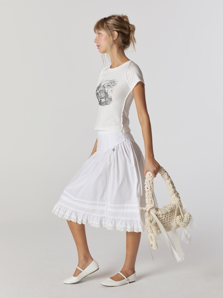 Amelia Tiered Ruffle Skirt In White