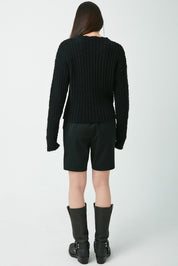 Summer Wool Half Pants In Black