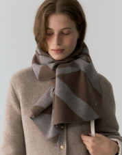 Cashmere Wool Blended Jacquard Muffler In Browno