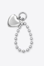 Heart And Ball Strap Keyring In White