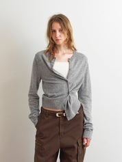 Two Way Button Cardigan In Gray