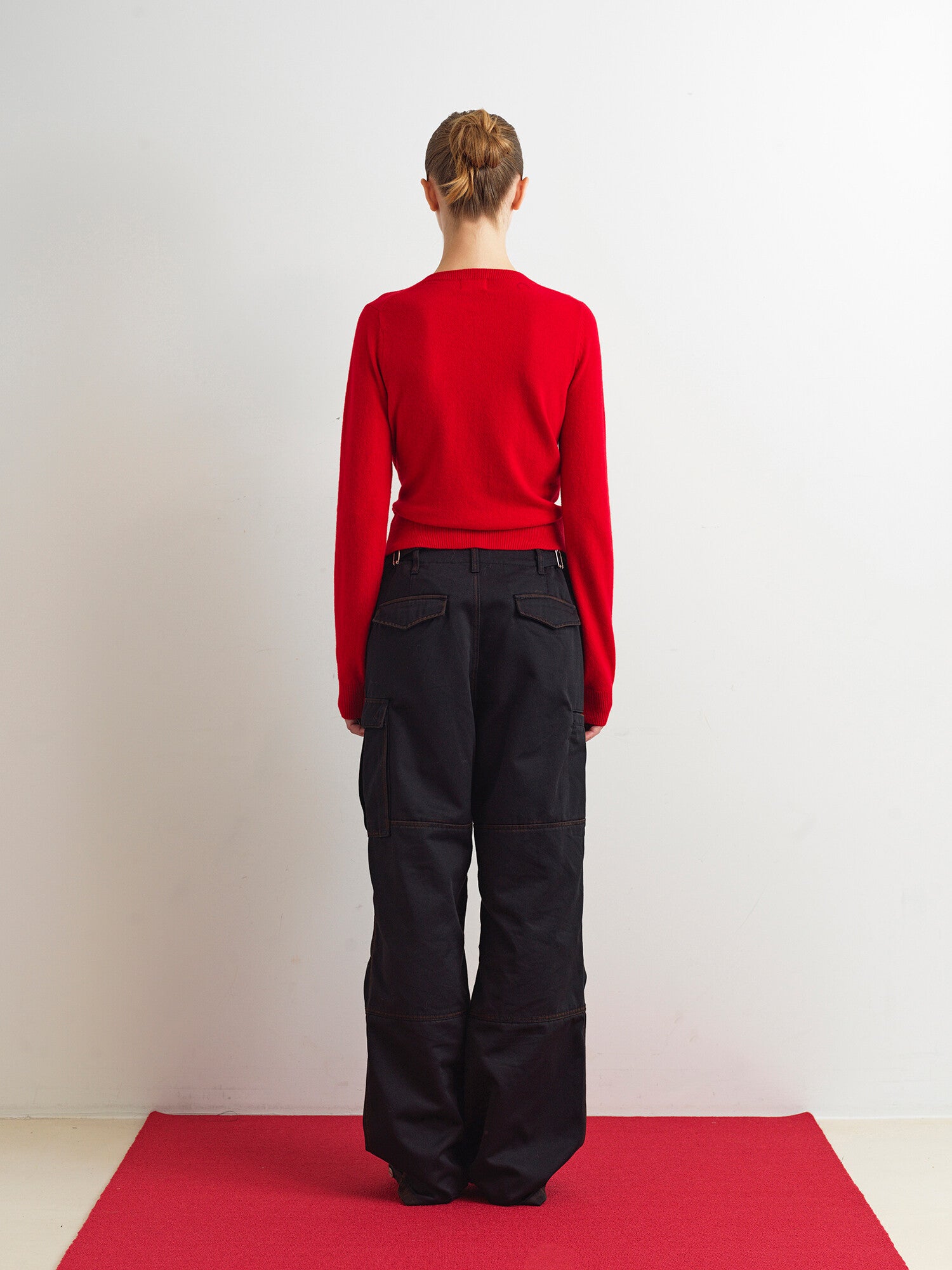 Two Way Button Cardigan In Red