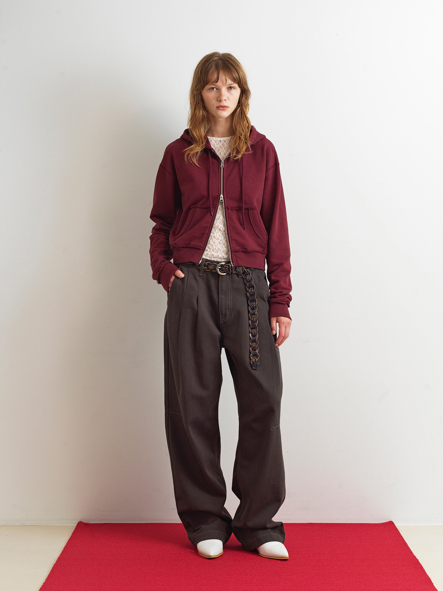 Two-tuck Wide Denim Pants In Charcoal